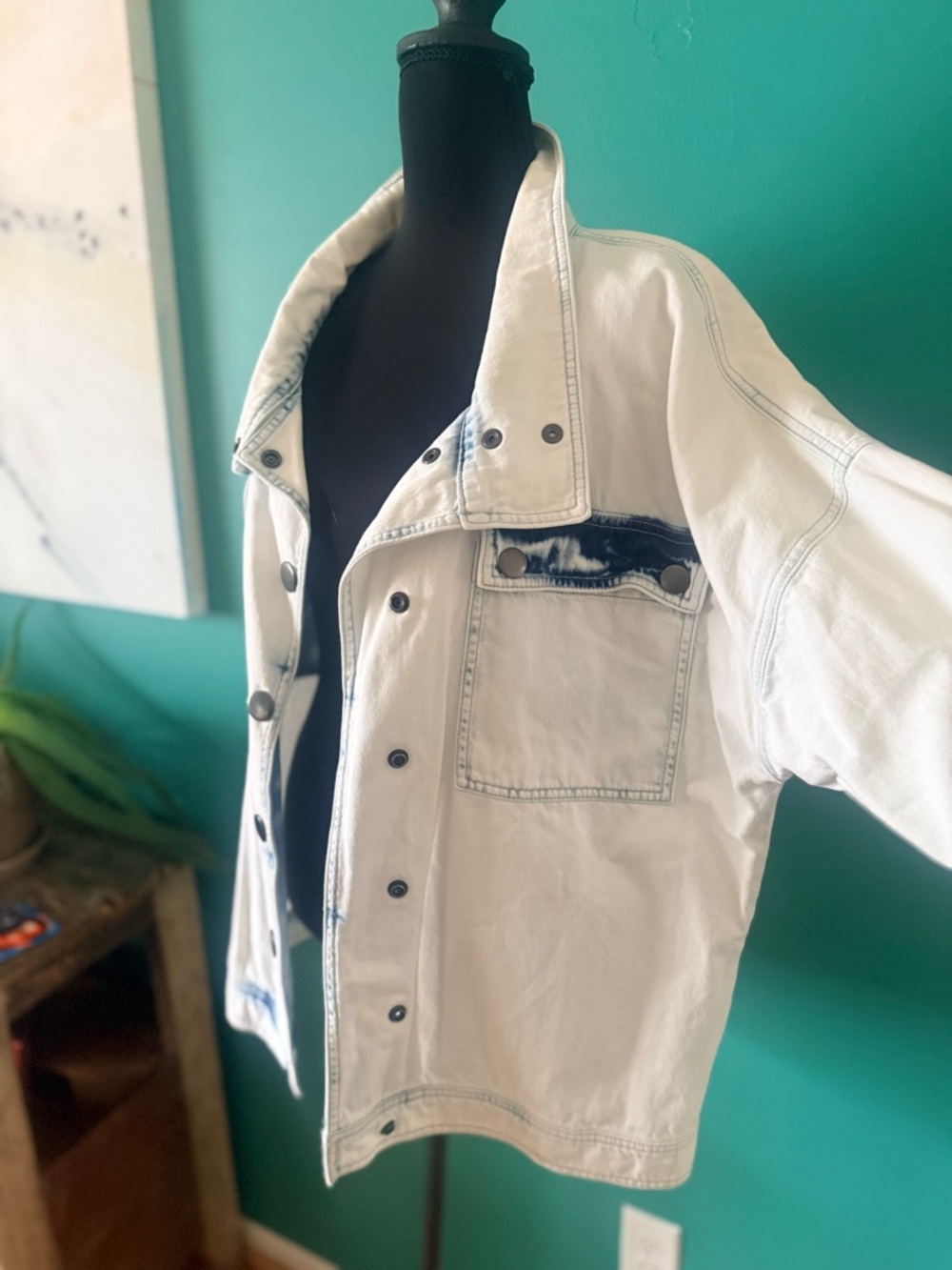 CAbi Light Blue & White Denim Jacket - Picture 5 of 9